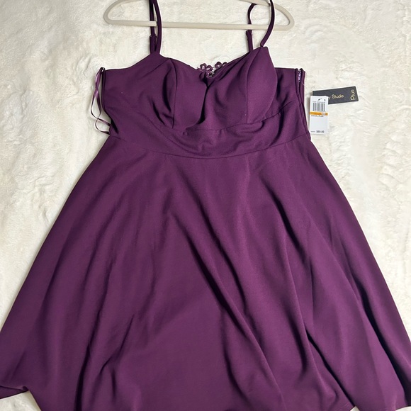Dresses & Skirts - Purple Fit-and-Flare Spaghetti Strap Dress